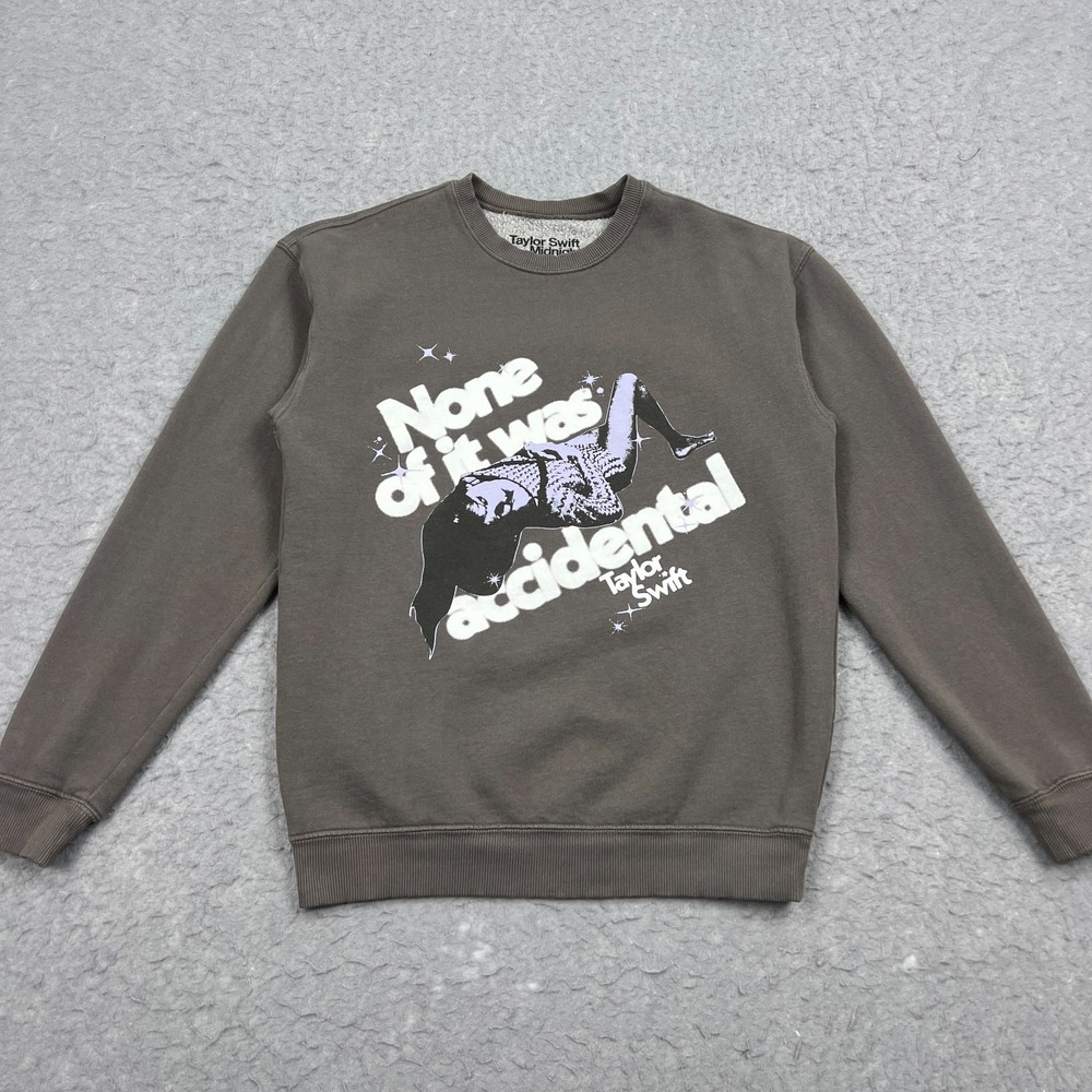 Taylor Swift Midnights Sweatshirt Womens XS Gray None Of This Was Accidental Top